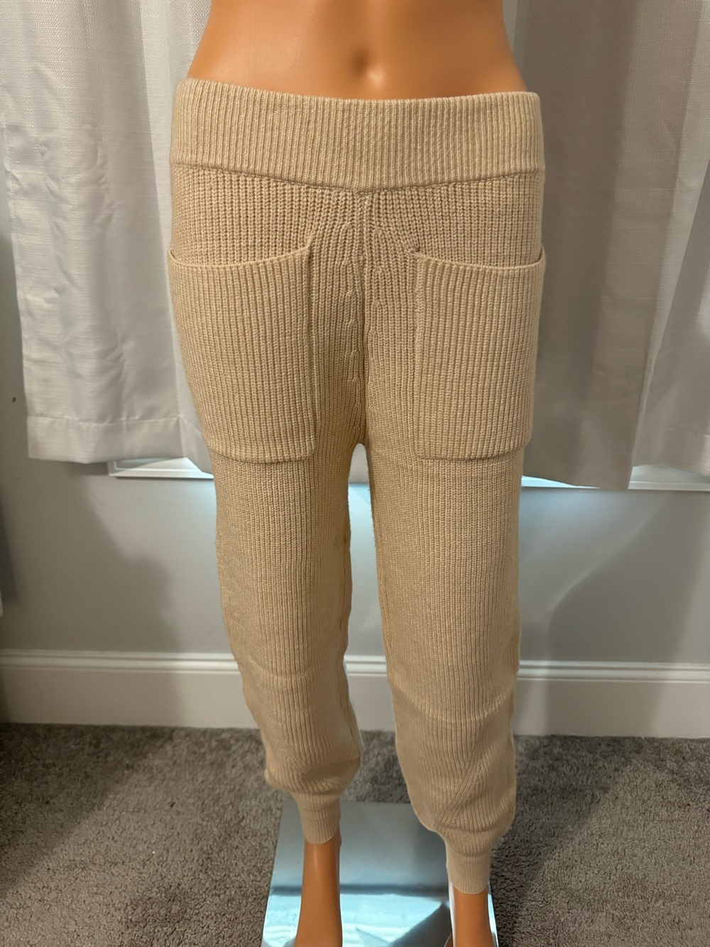 Cool Grade & Gather size S beige sweater knit pull on joggers pants new